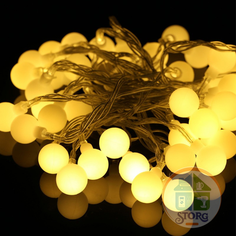 Уличная Гирлянда S-Torg 40Led Шарик (желтый) черный провод