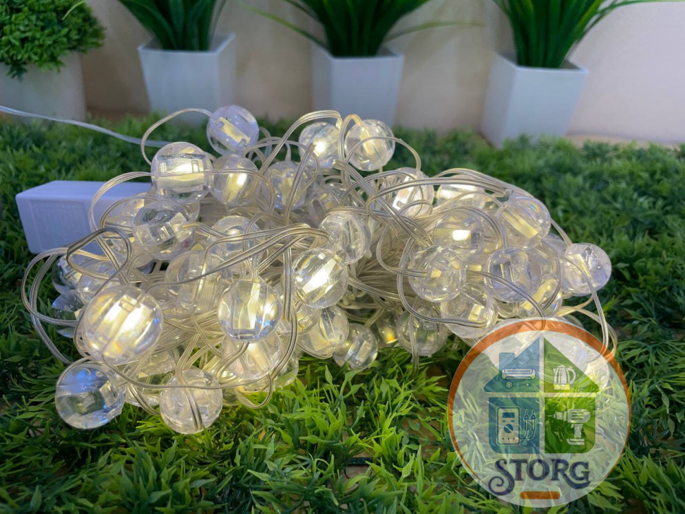Гирлянда уличная S-TORG PAL-83 Шарик прозрачный 100LED -10м жёлтый Супер яркая ! Топ продаж