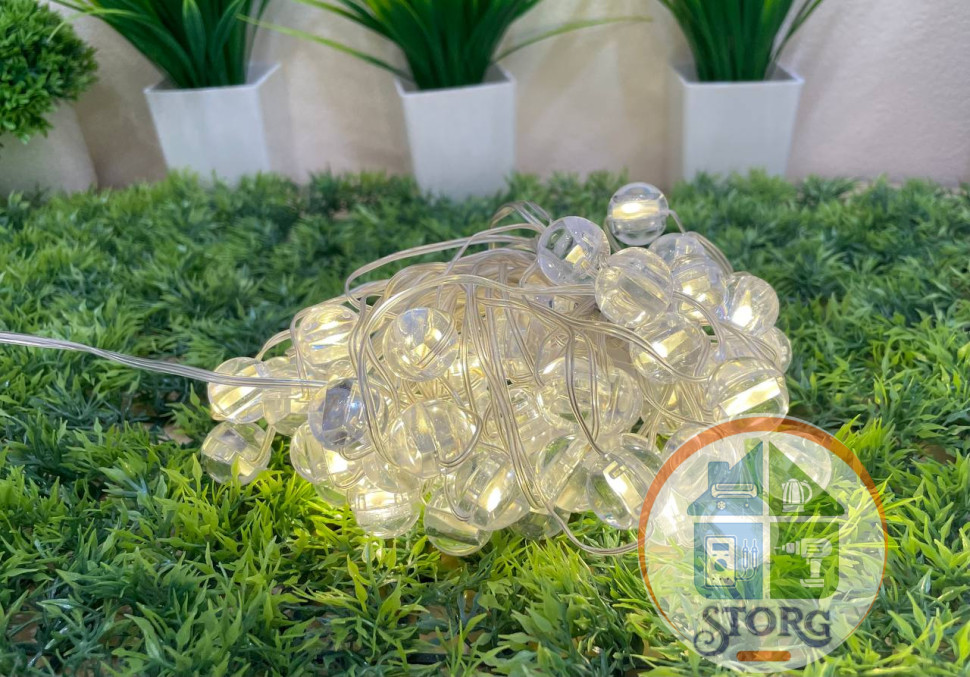 Гирлянда уличная S-TORG PAL-83 Шарик прозрачный 100LED -10м жёлтый Супер яркая ! Топ продаж