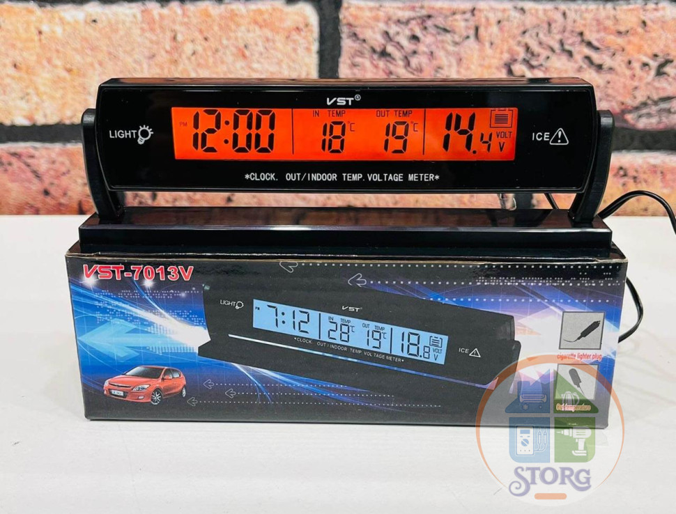Автомобильные часы VST-7013+вольтметр 12-24V