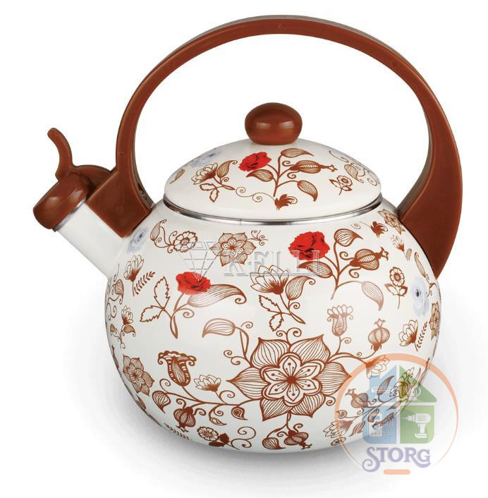 Чайник эмалированный KELLI KL-4453 (Объем 2,5л; Термоизолированная ручка; Свисток)
