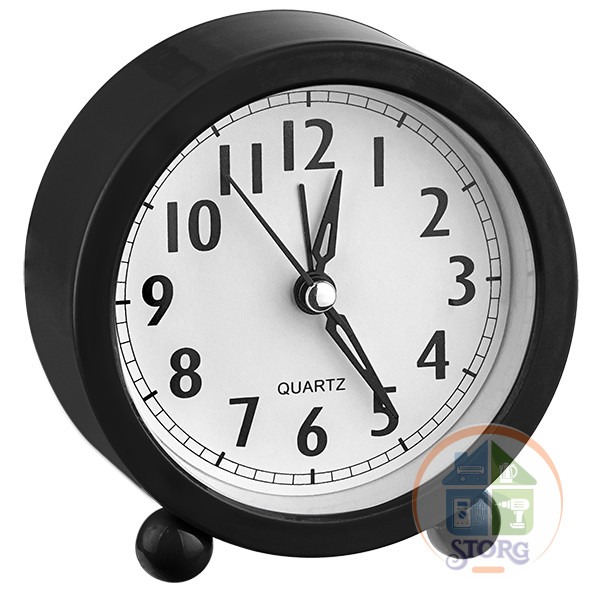 Часы-будильник Perfeo Quartz "PF-TC-020", круглые диам. 10 см, чёрные