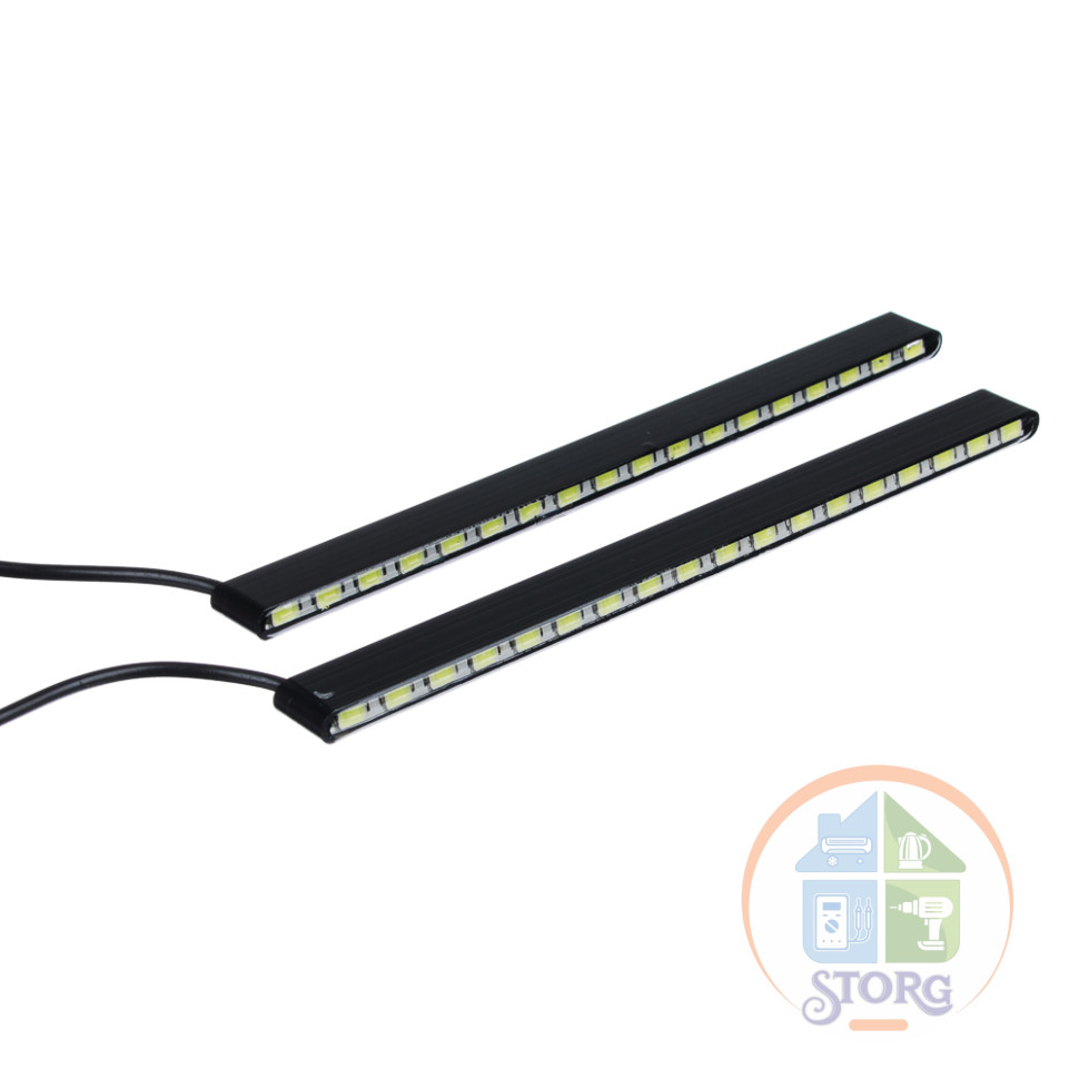 Дневные ходовые огни, LED 18 шт, метал. корп., 192 мм, 12V, 2шт., NEW GALAXY