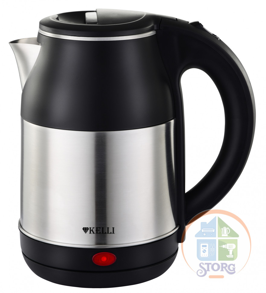 Чайник электрический KELLI KL-1801, Черный, 2200Вт, 1.8л, металл.корпус