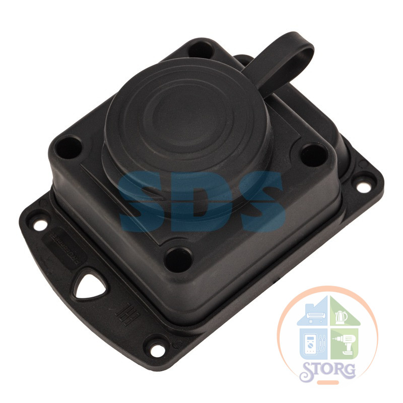 Розетка штепсельная влагозащищенная стационарная ОУ, 2P+PE 230V,16 А, IP44 каучук PROconnect