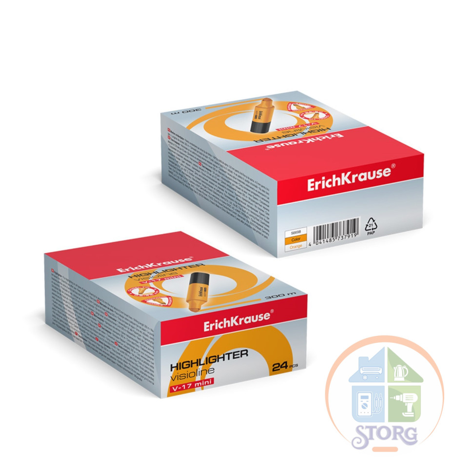Маркер текстовыделитель ErichKrause Visioline V-17 Mini, чернила оранжевый 9380553