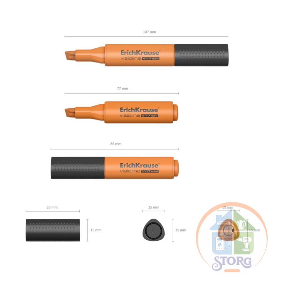 Маркер текстовыделитель ErichKrause Visioline V-17 Mini, чернила оранжевый 9380553