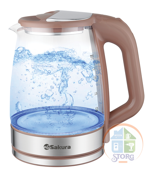 Чайник электрический SAKURA SA-2722BR, темный шоколад, 2.2 л, стекло, подсветка Чайник электрический SAKURA SA-2722BR, темный шоколад, 2.2 л, стекло, подсветка