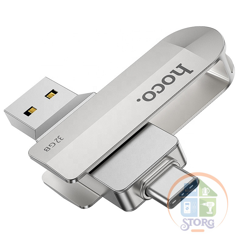 USB Флеш-накопитель 32Gb USB 3.0/Type-C Hoco UD10 Wise Серебристый