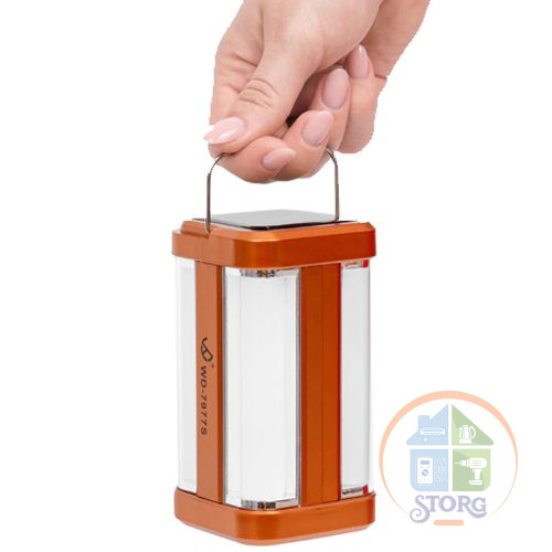 Кемпинговый фонарь ИСКРА WD-7977S ORANGE , 2 Режима свечения, Солнечная батарея
