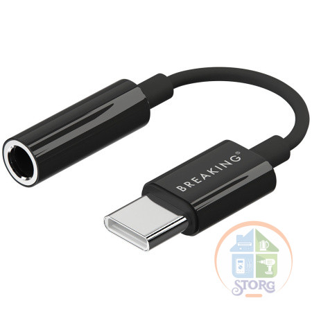 Адаптер Breaking, AUX 3.5мм - USB-C (Черный)