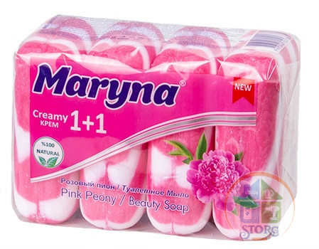 Туалетное крем-мыло MARYNA Розовый Пион / Букет цветов 1+1 90г *4 (Турция)