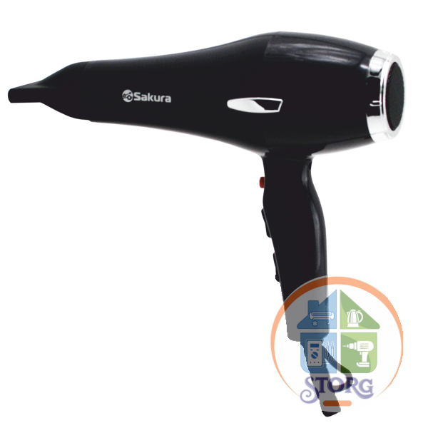 Фен для волос SAKURA SA-4038BK Professional 2400Вт, AC мотор, 4 темп.режима, 2 скорости возд.потока