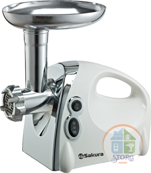 Мясорубка электрическая SAKURA SA-6406 (Белый; Мощность 1800Вт; Реверс; Пластик/Металл)