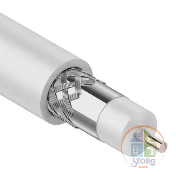 Кабель коаксиальный REXANT RG-6U, 75 Ом, CCS/Al/Al, 64%, бухта 100 м, белый