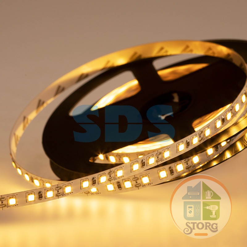 Светодиодная лента LED, открытая REXANT, 8мм,IP23,SMD 3528,120 LED/m,12V, тепло-белая (Цена за 5м!)