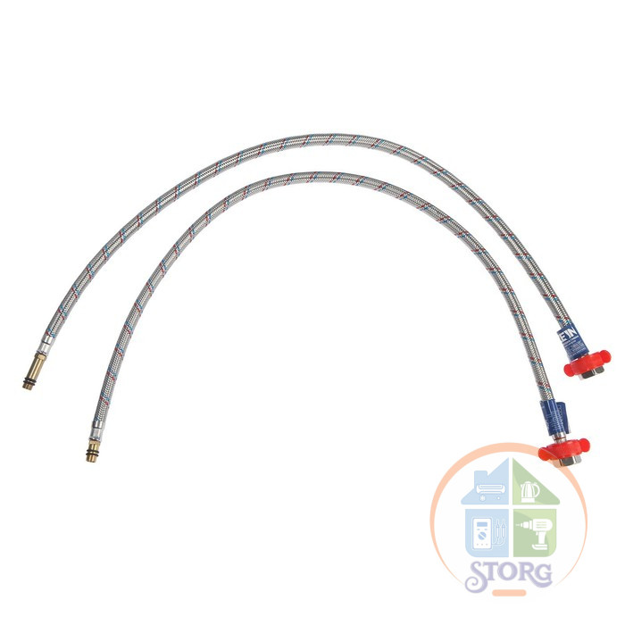 Подводка для смесителя ZEIN, гайка 1/2", штуцер М10, 80 см, ключ для монтажа, набор 2 шт. 6947357