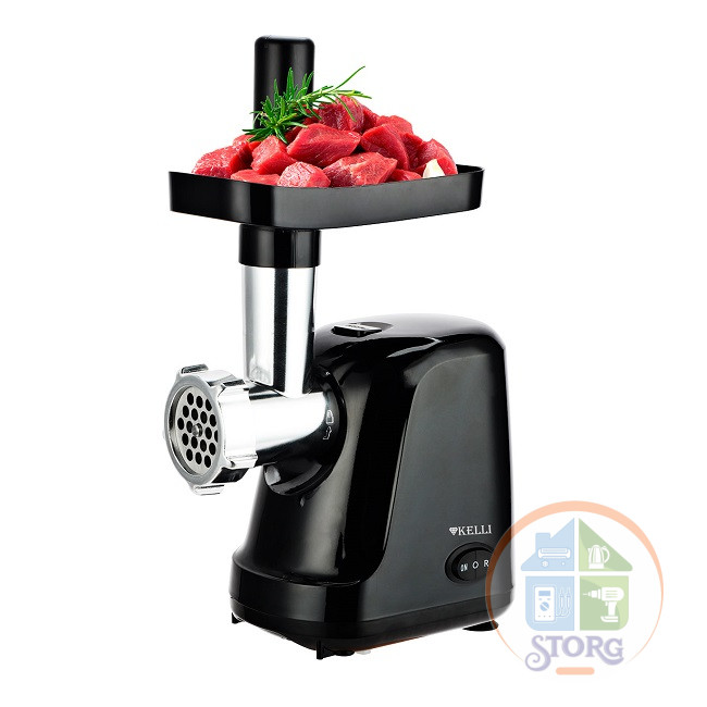 Мясорубка электрическая KELLI KL-5007, Черный, 2400Вт, 2 решетки
