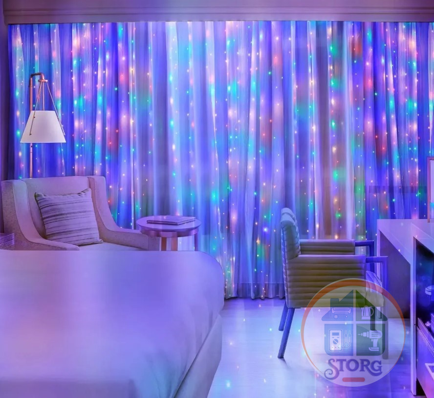 Гирлянда светодиодная S-TORG ЗАНАВЕС/БАХРОМА 320Led 3*2 (Разноцвет)