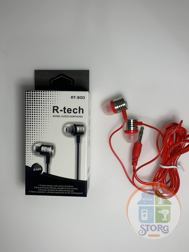 Вакуумные внутриканальные наушники R-Tech RT-900 (Красный)