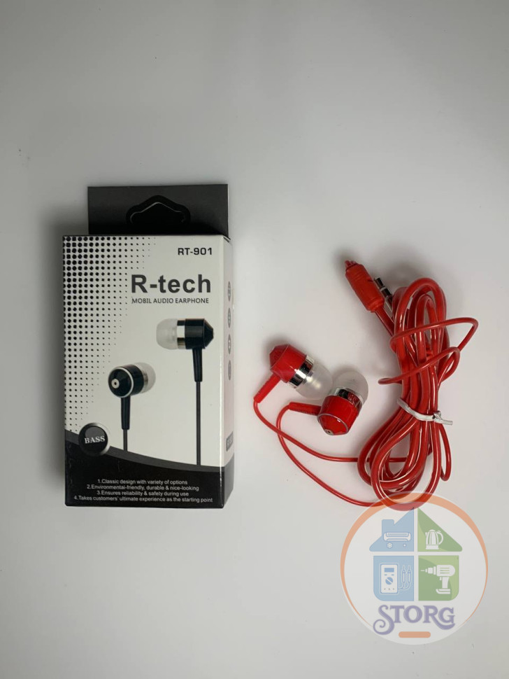 Вакуумные внутриканальные наушники R-Tech RT-901 (Красный)