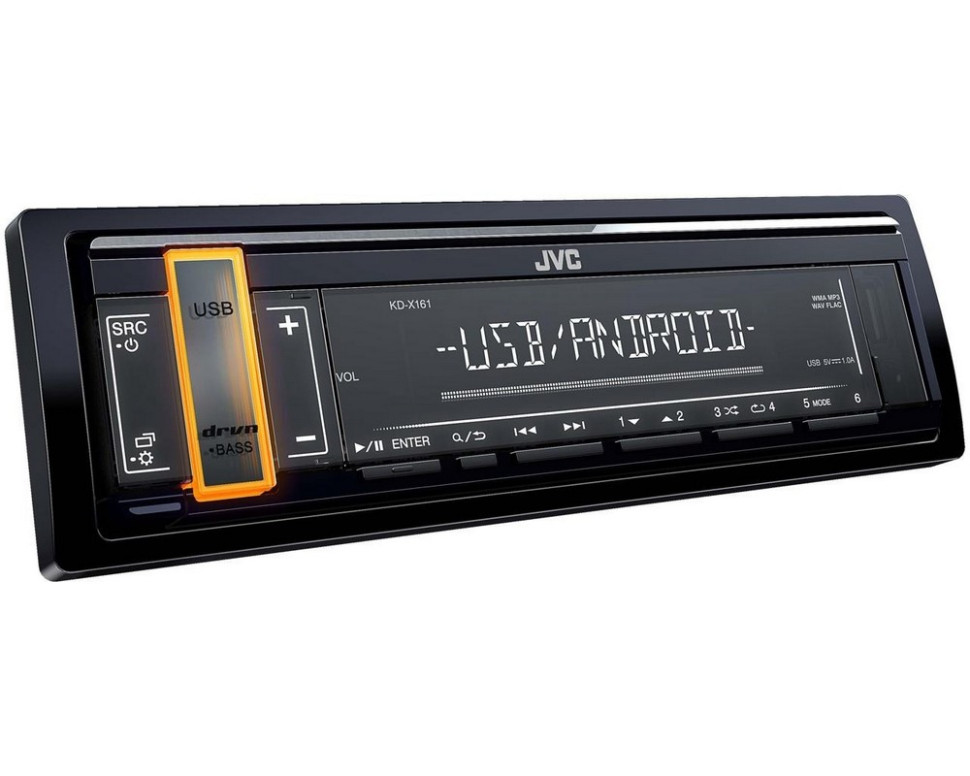 Автомагнитола JVC KD-X161 ( NEW2019, 50 Вт x 4 / 50 Вт x 2 + сабвуфер (4 Ом): 50 Вт x 1)