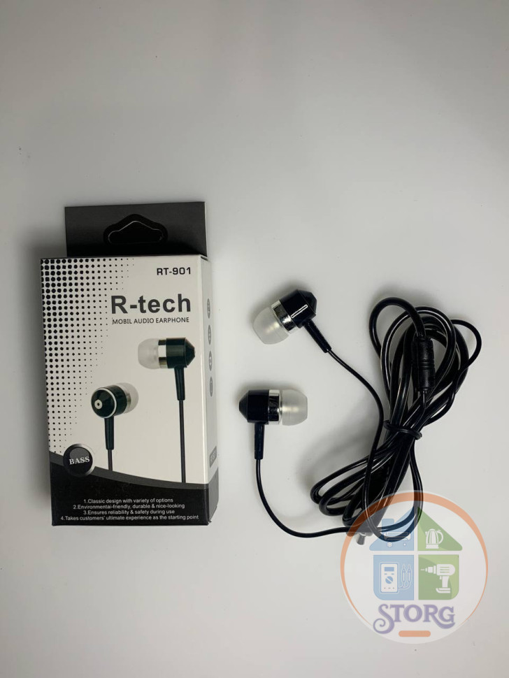 Вакуумные внутриканальные наушники R-Tech RT-901 (Черный)