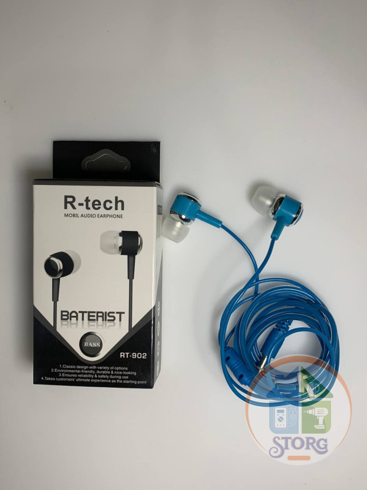 Вакуумные внутриканальные наушники R-Tech RT-902 (Голубой)