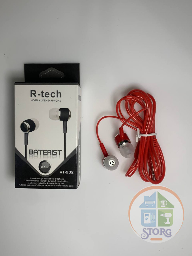Вакуумные внутриканальные наушники R-Tech RT-902 (Красный)