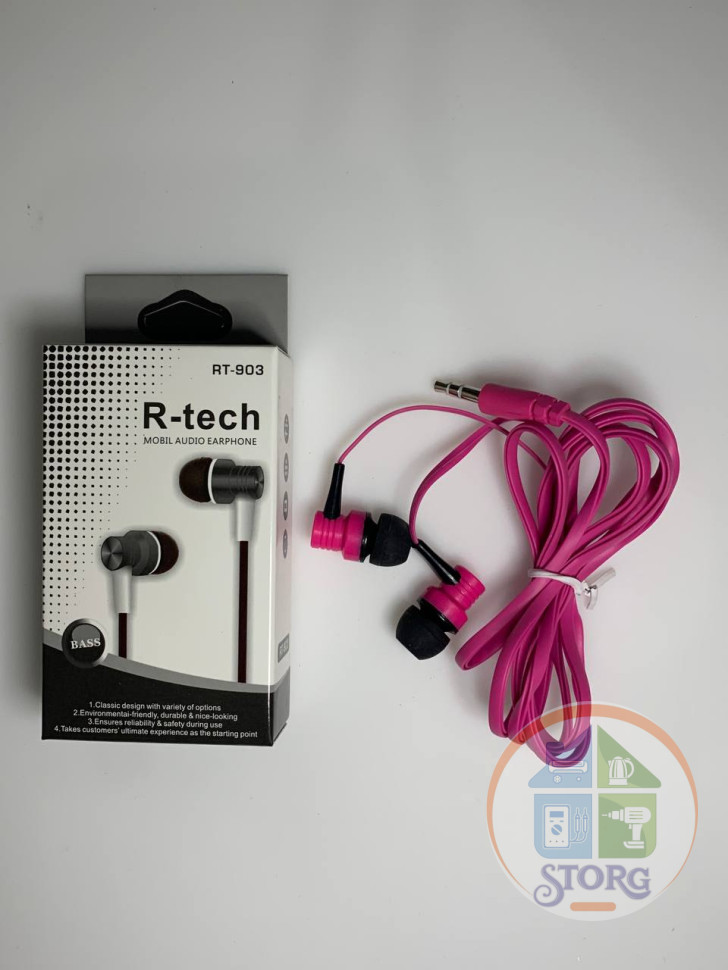 Вакуумные внутриканальные наушники R-Tech RT-903 (Розовый)