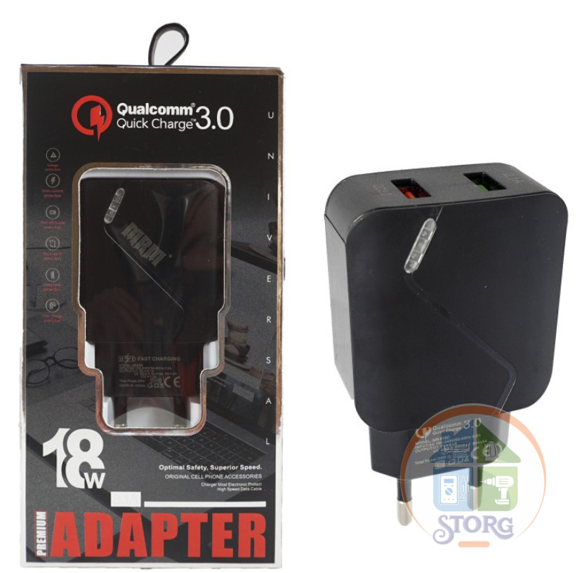СЗУ MRM MR819C 5V/3.1A QC3.0 2USB (Black) в упаковке