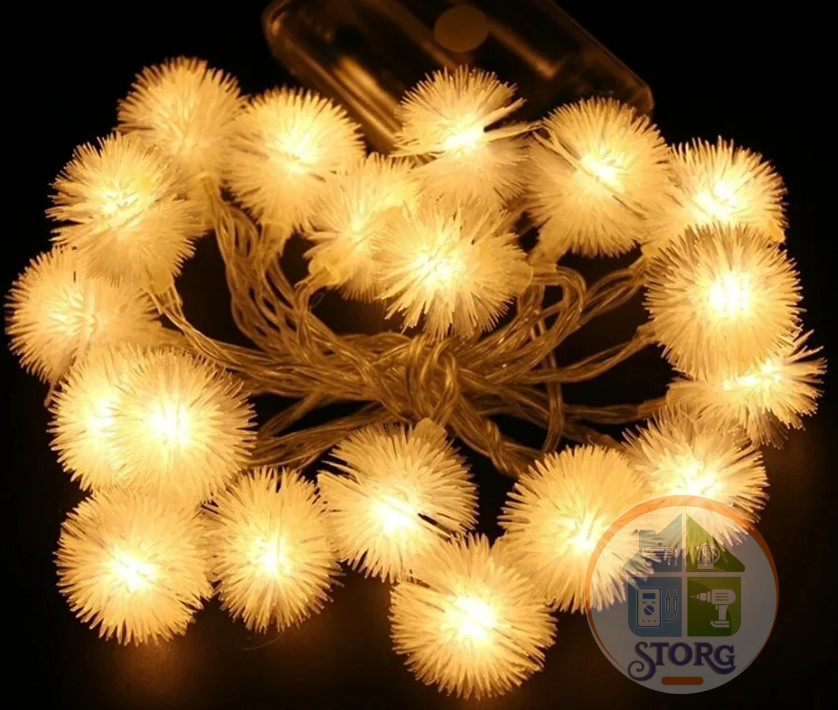 Гирлянда светодиодная S-TORG 40LED "Пушистик" ХИТ ПРОДАЖ ( жёлтый )