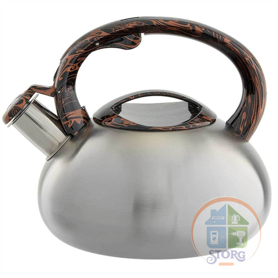Чайник металлический WEBBER BE-0601, из нерж.стали 2.5л, со свистком, сатин