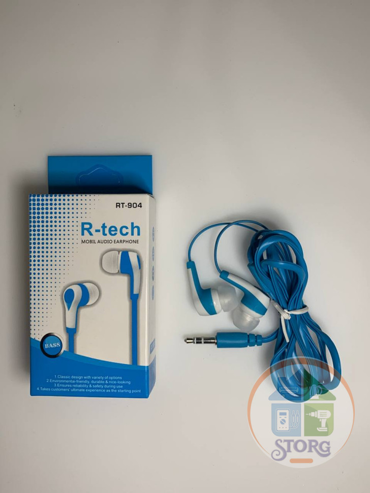 Вакуумные внутриканальные наушники R-Tech RT-904 (Голубой)