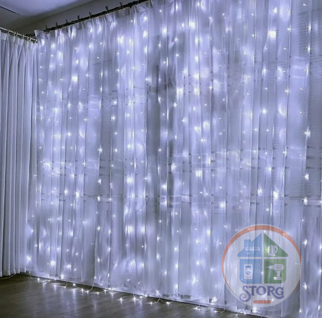 Гирлянда светодиодная S-TORG ЗАНАВЕС/БАХРОМА 320Led 3*2 (Белая)