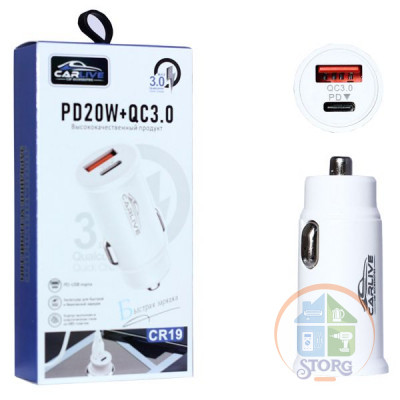 АЗУ Carlive CR19 QC3.0 + PD20W 38W (White)