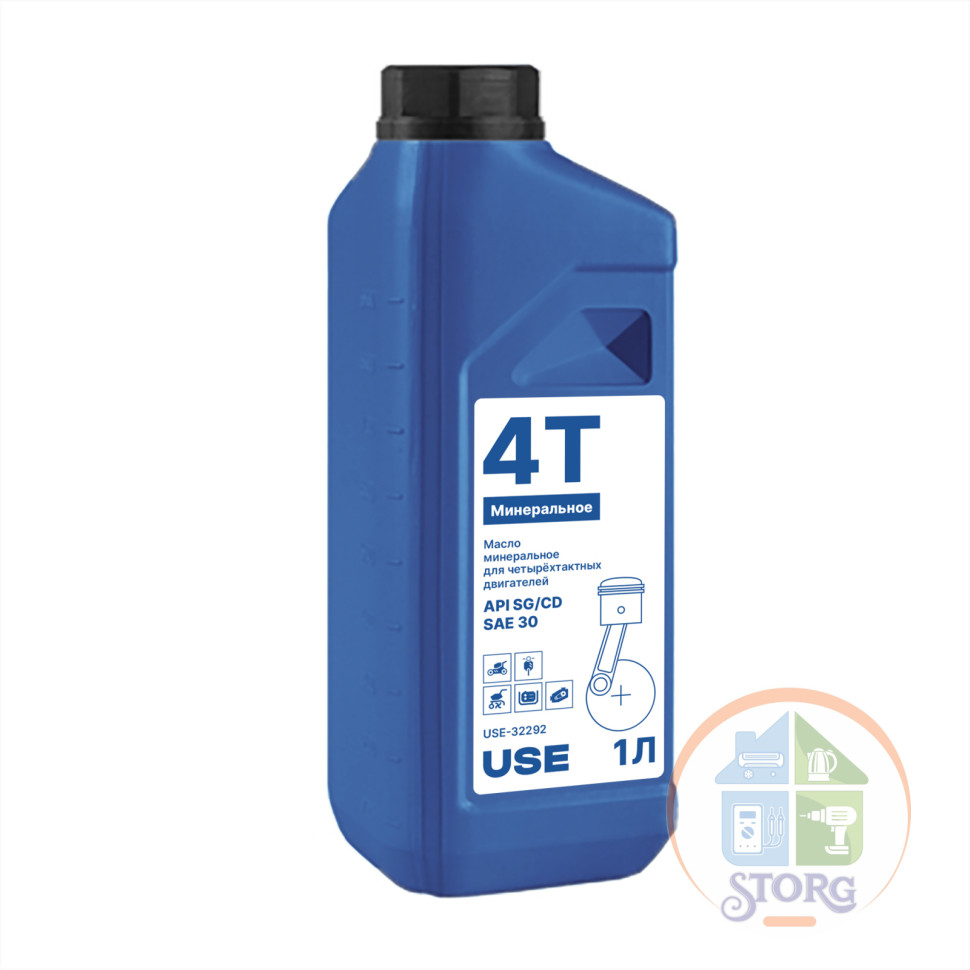 Масло минеральное USE USE-30014, 4-х тактное SAE 30, 1 л Масло минеральное USE USE-30014, 4-х тактное SAE 30, 1 л