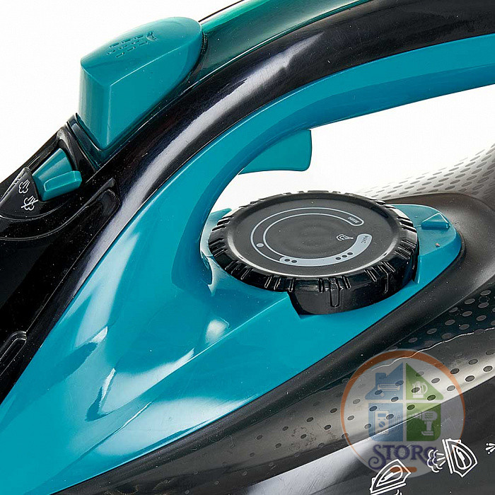 Утюг DELTA LUX DE-3000, черный с бирюзовым, 2000 Вт, КЕРАМИКА, САМООЧИСТКА, ПАРОВОЙ УДАР, 320мл (10)
