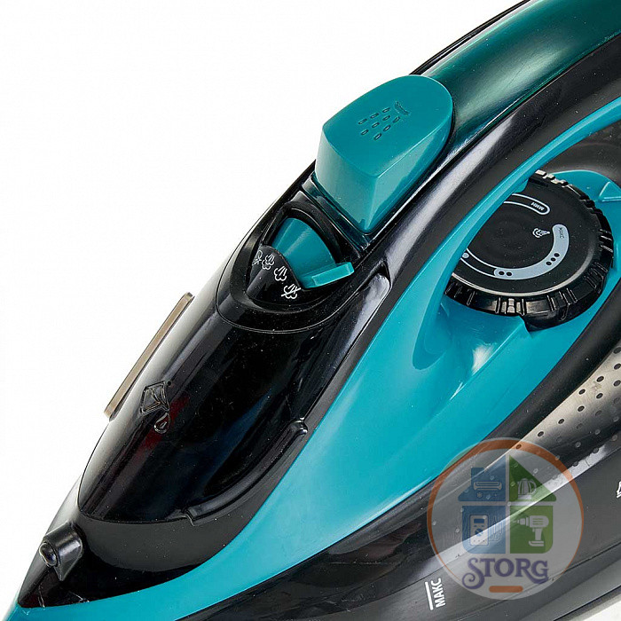 Утюг DELTA LUX DE-3000, черный с бирюзовым, 2000 Вт, КЕРАМИКА, САМООЧИСТКА, ПАРОВОЙ УДАР, 320мл (10)
