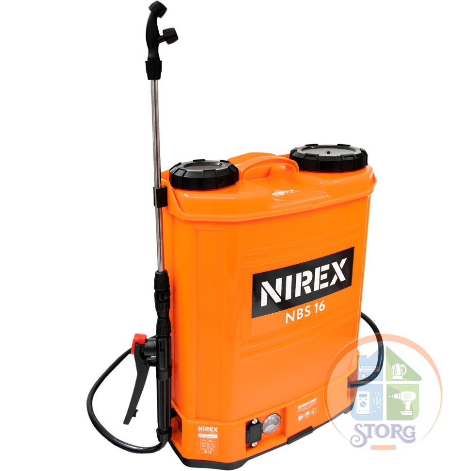 Опрыскиватель аккумуляторный NIREX NBS-16 16л -8Аh, 24 мес Гарантия, рег.мощности,насос 3.8 л/м