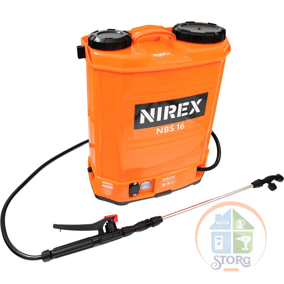 Опрыскиватель аккумуляторный NIREX NBS-16 16л -8Аh, 24 мес Гарантия, рег.мощности,насос 3.8 л/м