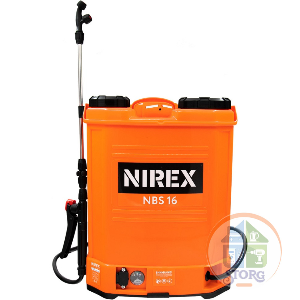 Опрыскиватель аккумуляторный NIREX NBS-16 16л -8Аh, 24 мес Гарантия, рег.мощности,насос 3.8 л/м