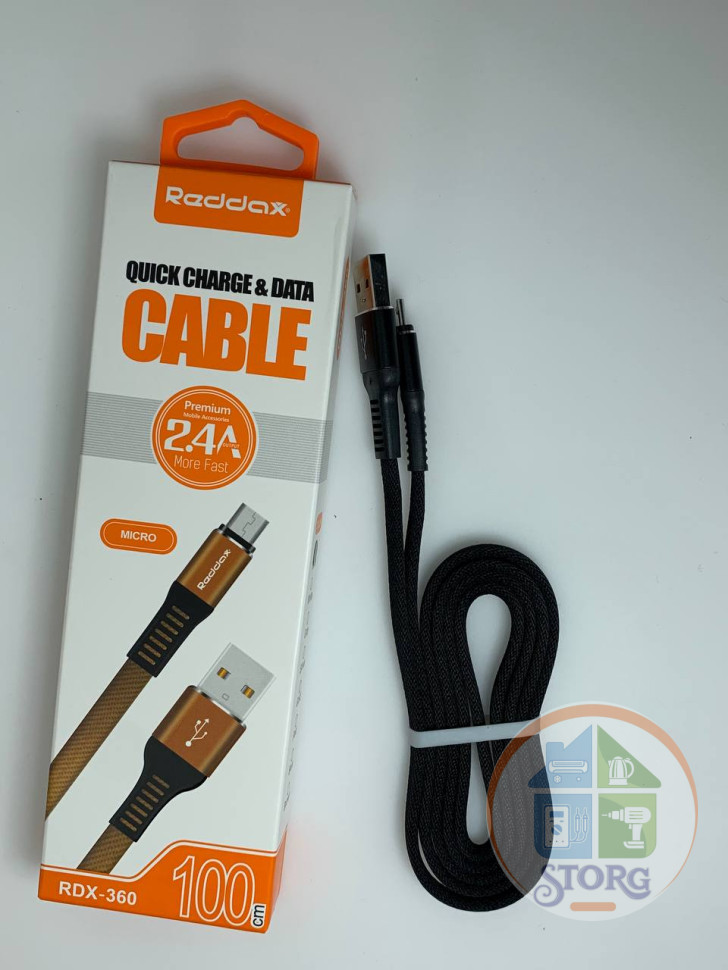 USB кабель Reddax RDX-360 micro usb 1м в оплетке (black)