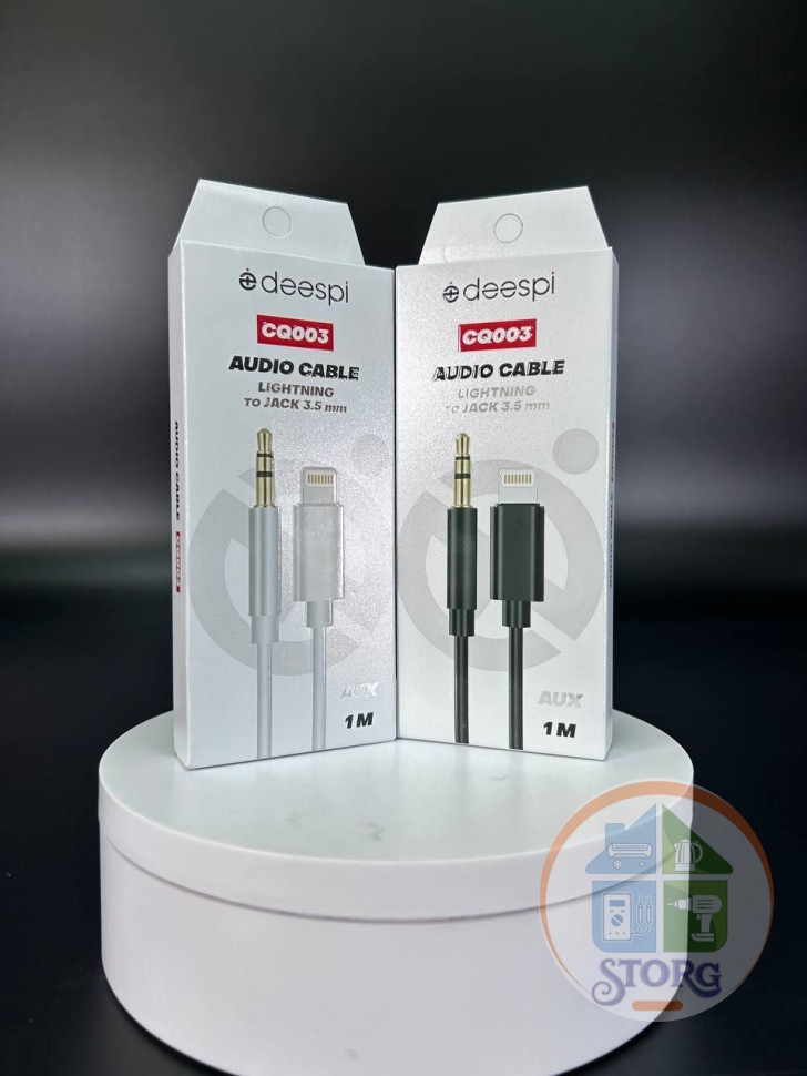 Аудио-Кабель Deespi CQ003 Lightning на Audio aux 1м (black)