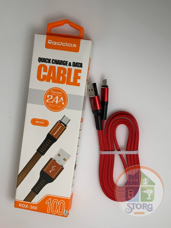 USB кабель Reddax RDX-360 micro usb 1м в оплетке (red)