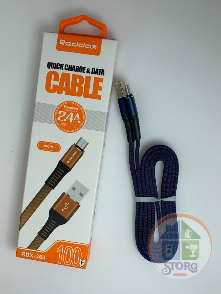 USB кабель Reddax RDX-360 micro usb 1м в оплетке (blue)