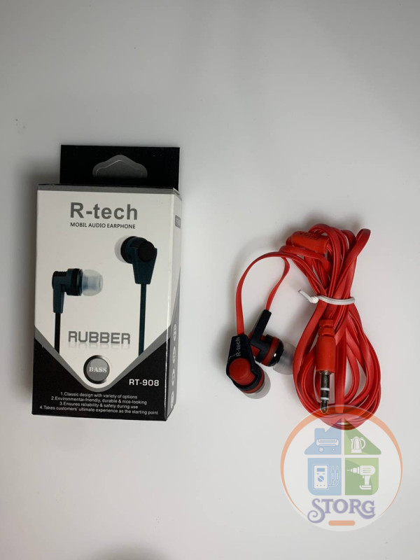 Вакуумные внутриканальные наушники R-Tech RT-908 (Красный)