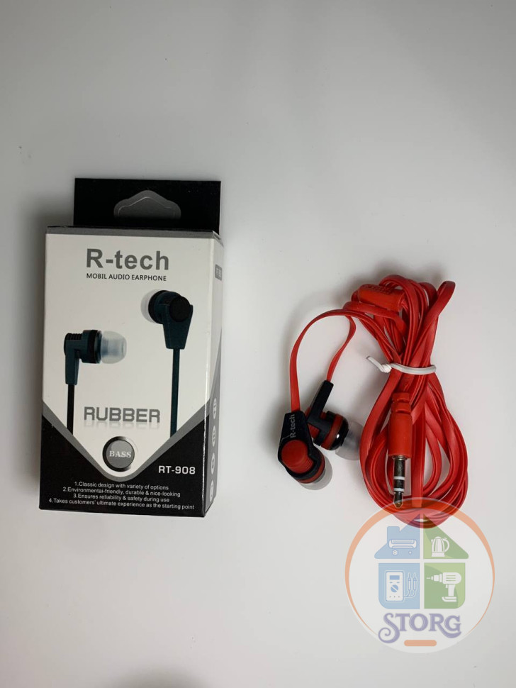 Вакуумные внутриканальные наушники R-Tech RT-908 (Красный)