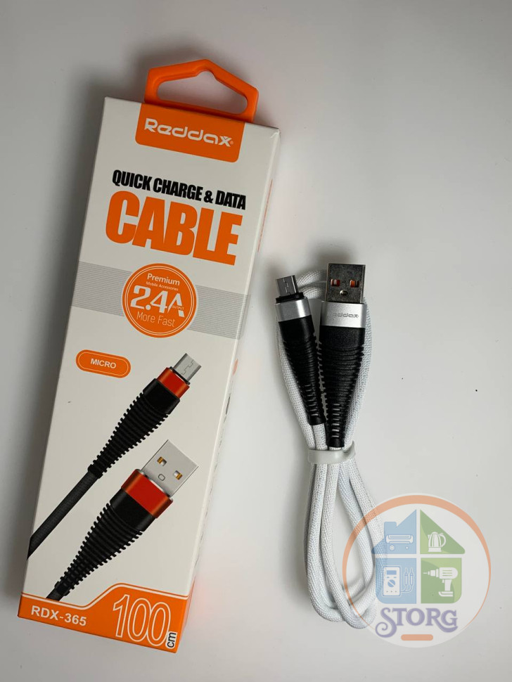 USB кабель Reddax RDX-365 micro usb 1м нейлон (white)