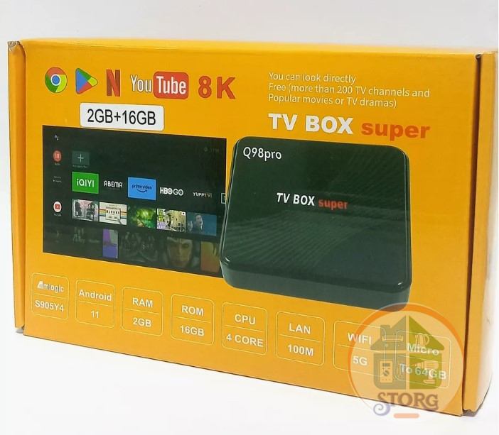 Андроид ТВ приставка SMART TV BOX X98Q 2/16 (Amlogic S905W2, Android 11, Wi-fi 2.4G-5G) (Гр.90дн.)